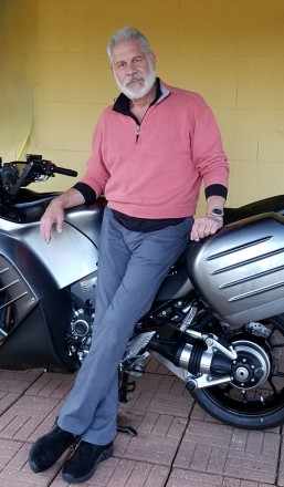 Barry Carl, motorbike long shot: sexological bodyworker