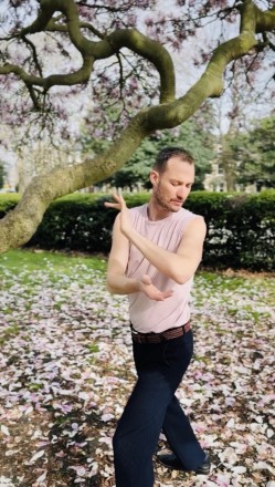 For gay, bi, queer and trans men: Gary at Erotic Evolution sensual massage, outdoor candid shot