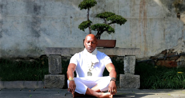 Khonsu at Tantric Journey: wide shot of khonsu sitting crosslegged, meditating