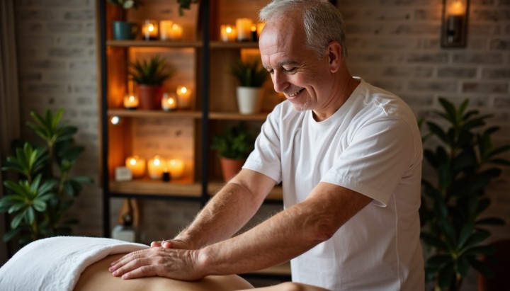 Richard at Blissful Serenity Massage Therapies: gay massage brighton: candid shot in session